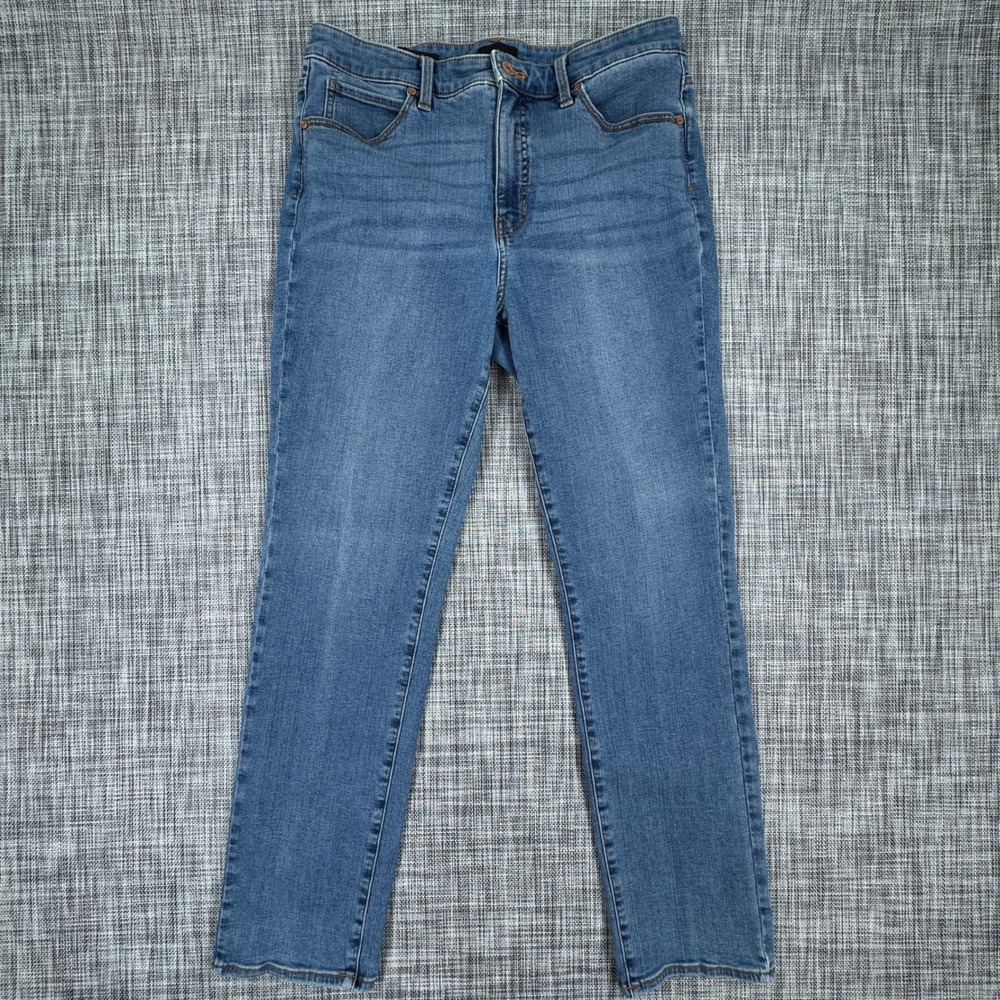 Talbots Womens Straight Leg Jeans 10 High Rise Stretch Medium Wash Blue Denim